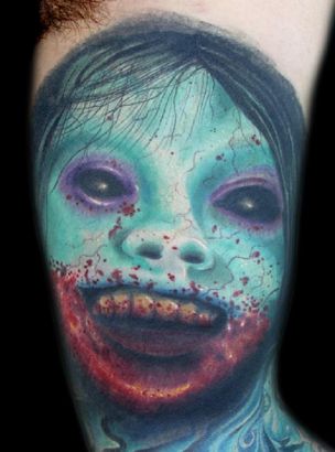 Zombie Face Pic Tattoo  