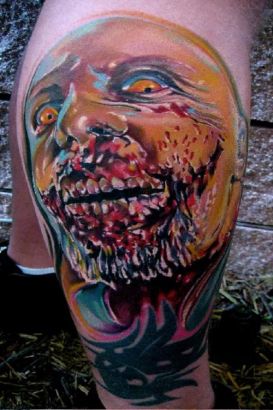 Zombie Tattoo On Calf