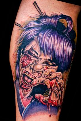 Bleeding Zombie Face Tat