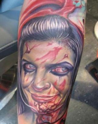 Zombie Tattoo Pic On Leg