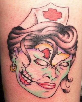 Zombie Tattoo Image On Leg