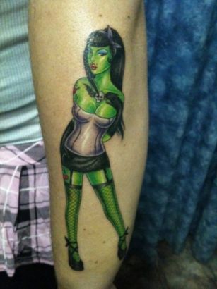 Zombie Tattoo Image On Leg