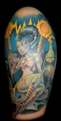 Image Of Zombie Tattoo On Shoulder 