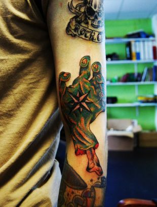 Zombie Hand With Skull Tattoo