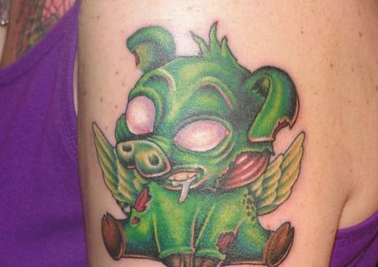Zombie Tattoo Design On Girl Arm