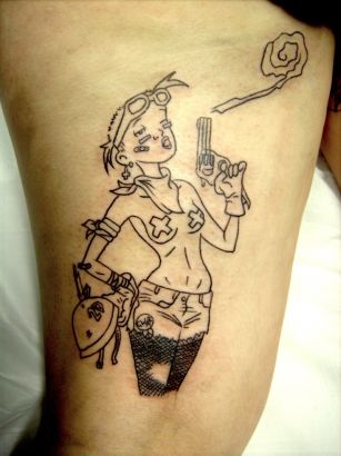 Zombie Tattoo Art On Thigh