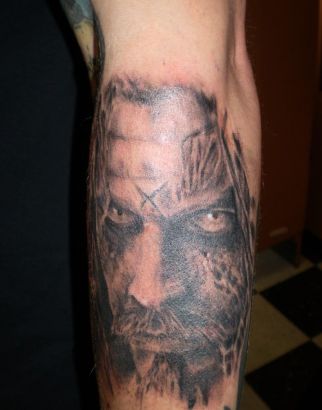 Zombie Face Tat On Arm