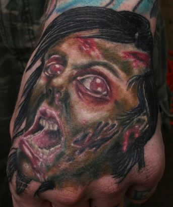 Zombie Tattoo Art On Man Palm