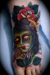 Zombie Face Tat on Ankle