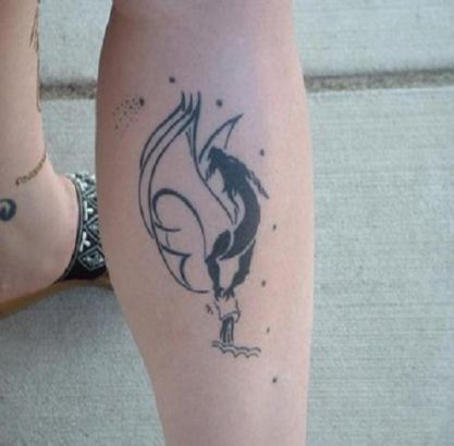 Aquarius Pic Tattoo On Leg