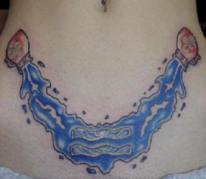 Aquarius Pic Tattoo On Stomach