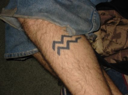 Aquarius Tattoo Pic On Leg
