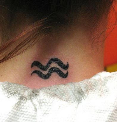 Aquarius Tattoo Pic On Neck