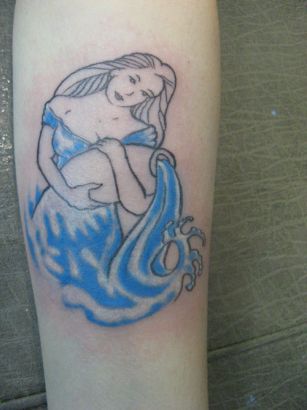 Aquarius Tattoos On Leg