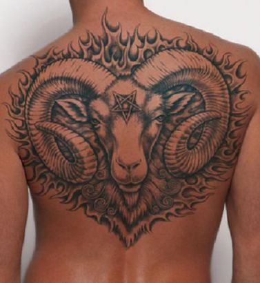 Aries Large Tattoo On Back