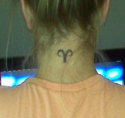 Aries Tattoo On Back Of Neck