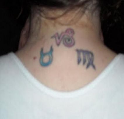 Capricorn Zodiac Sign Tattoo On Neck