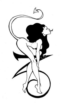 Devil Girl And Capricorn Sign Tattoo