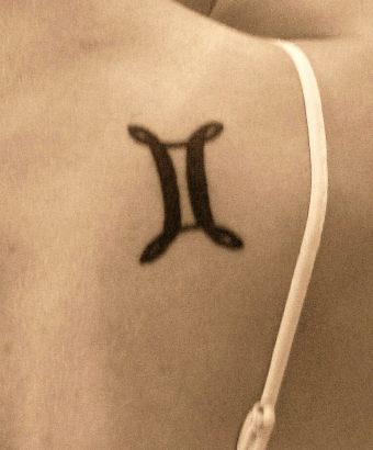 Gemini Symbol Tattoo On Neck