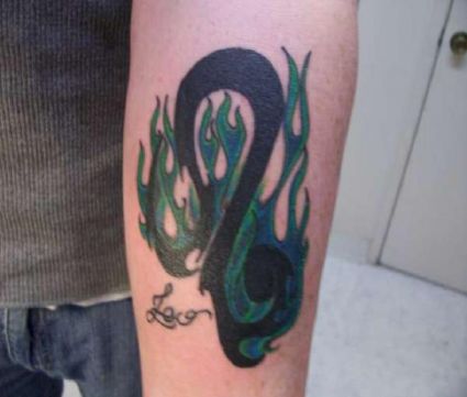 Burning Leo Sign Tattoo