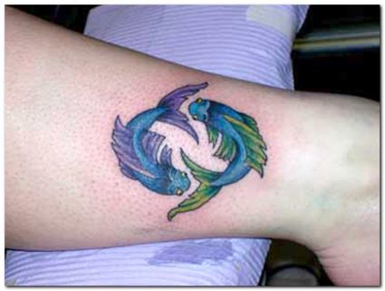 Pisces Image Tattoo On Leg