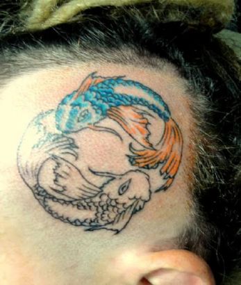 Pisces Pic Tattoo On Head