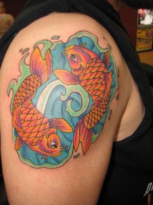 Pisces Pic Tattoo On Right Arm