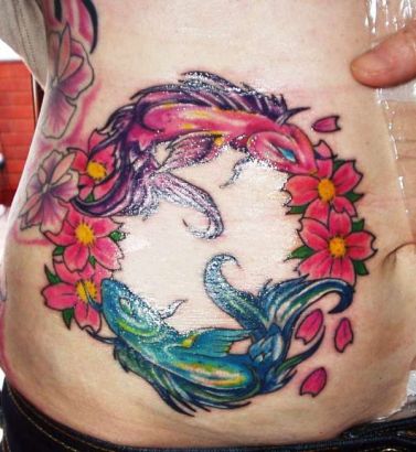 Pisces Pics Tattoo On Stomach