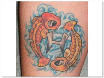 Pisces Tattoo Image On Leg