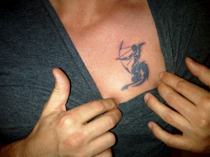 Sagittarius Pic Tattoo On Chest