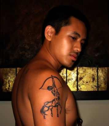 Sagittarius Pic Tattoo On Right Arm