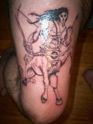 Sagittarius Pic Tattoo On Thigh