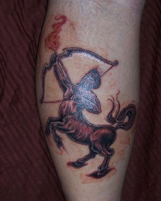 Sagittarius Tattoo On Calf