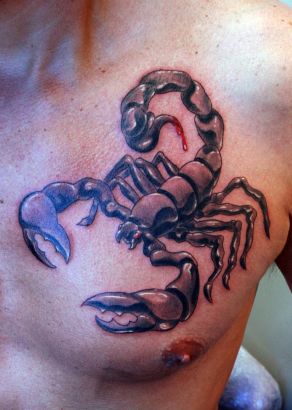 Scorpio Zodiac Tattoo On Chest