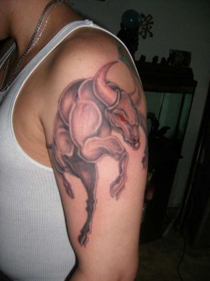 Taurus Tattoo On Left Arm