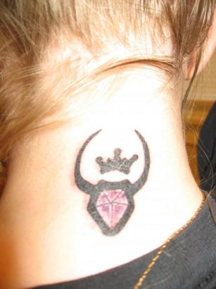 Taurus Symbol Tat On Neck