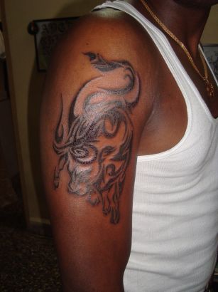 Tribal Taurus Tattoos Pic On Arm