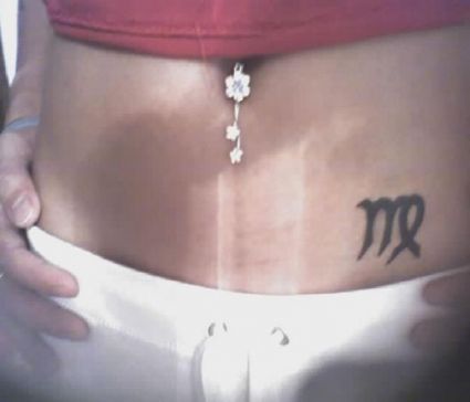 Virgo Sign Pic Tattoo On Lower Stomach