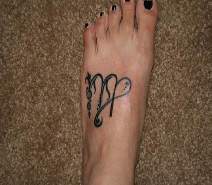 Virgo Sign Pic Tattoo On Feet