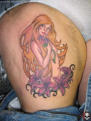 Virgo Tattoo Pic On Thigh