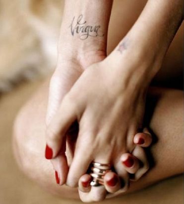 Virgo Text Tattoo On Wrist