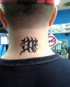 virgo tattoo on back of neck