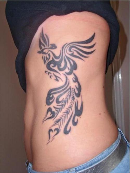 itattooz-phoenix-tribal-tattoo-on-rib